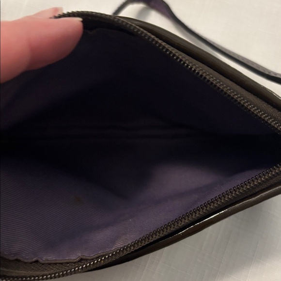 VTG Coach Brown Patchwork crossbody & wristlet Suede leather canvas boho Y2K - Picture 8 of 16